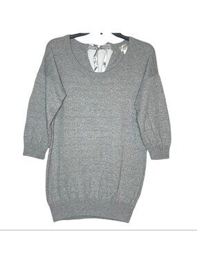 Motherhood Maternity Sweater Rabbit Hair, Gray, Metallic, Keyhole Back Size S